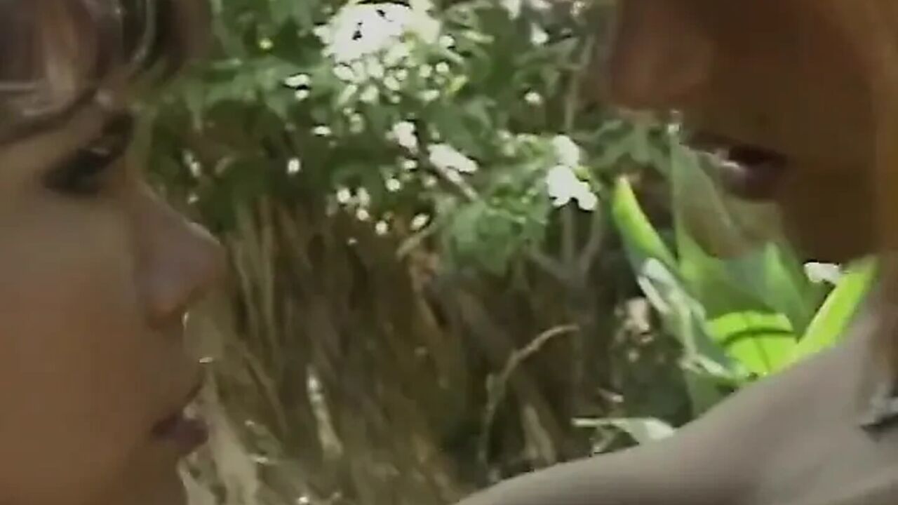 Sensual Lesbians in Tropical Paradise with Fruit Play