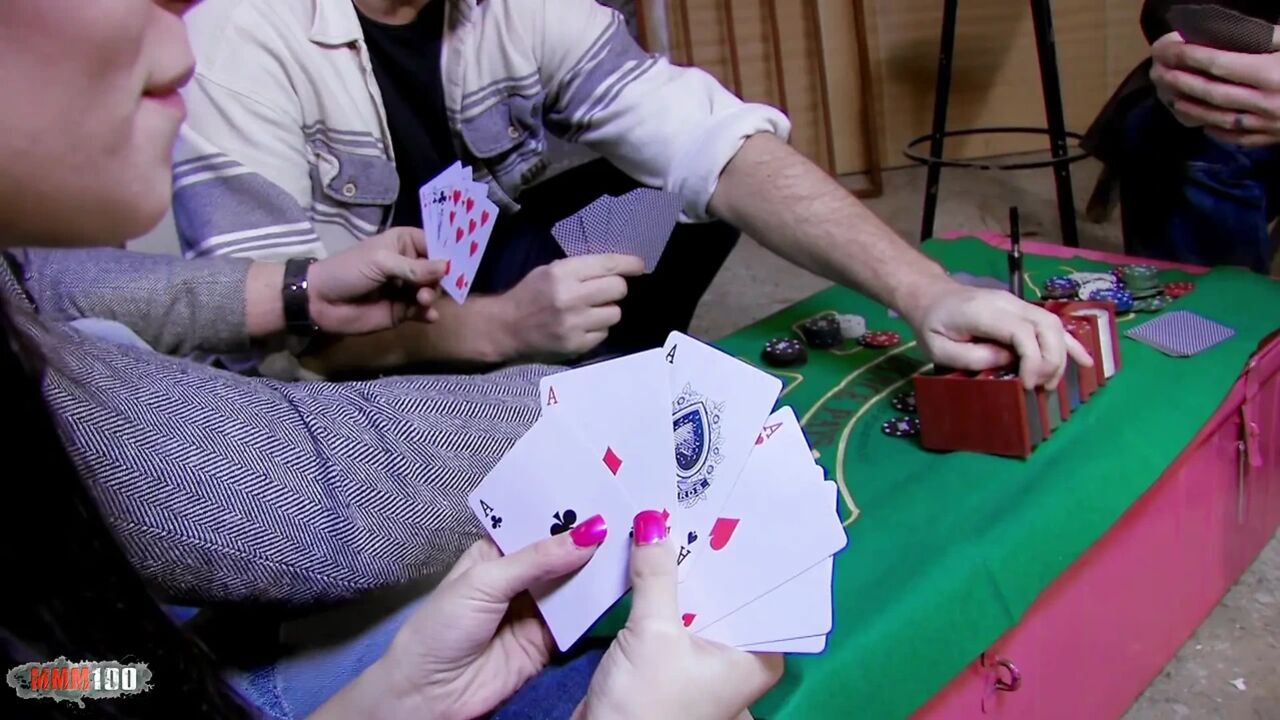 Spanish Babe Aris Dark Poker Game Blowjob & Cumshot Hardcore