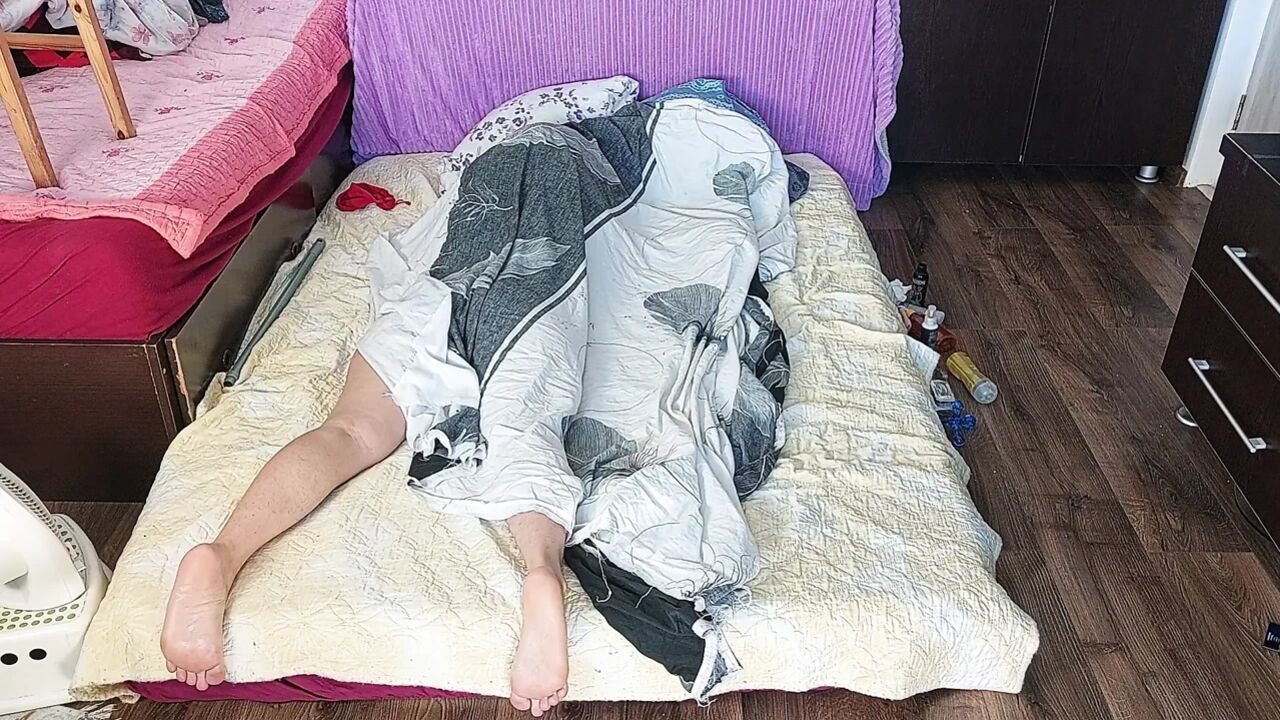 Sensual massage of a hot couple with oil on the body.