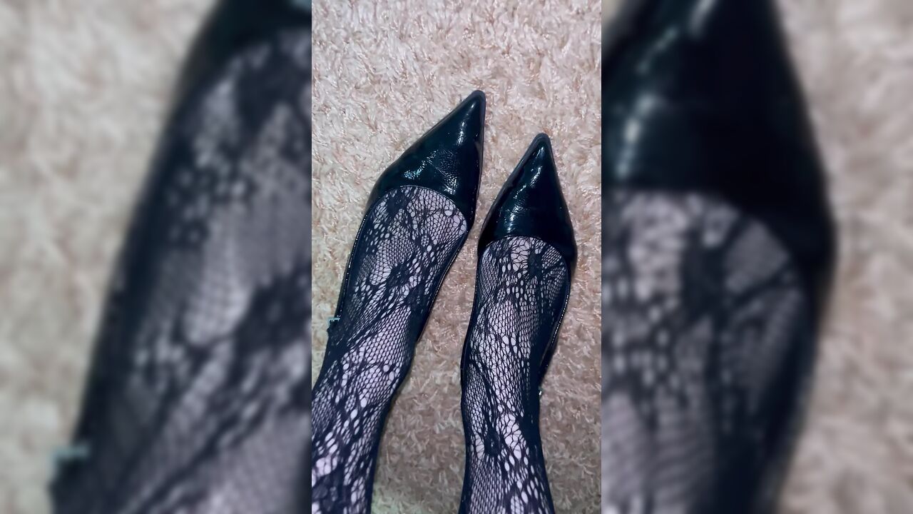 Playing with My Legs in Sexy Stockings and Heels