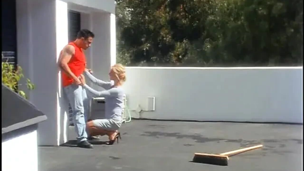 Horny Angel Sucks Cock and Swallows Load After Fucking on the Terrace