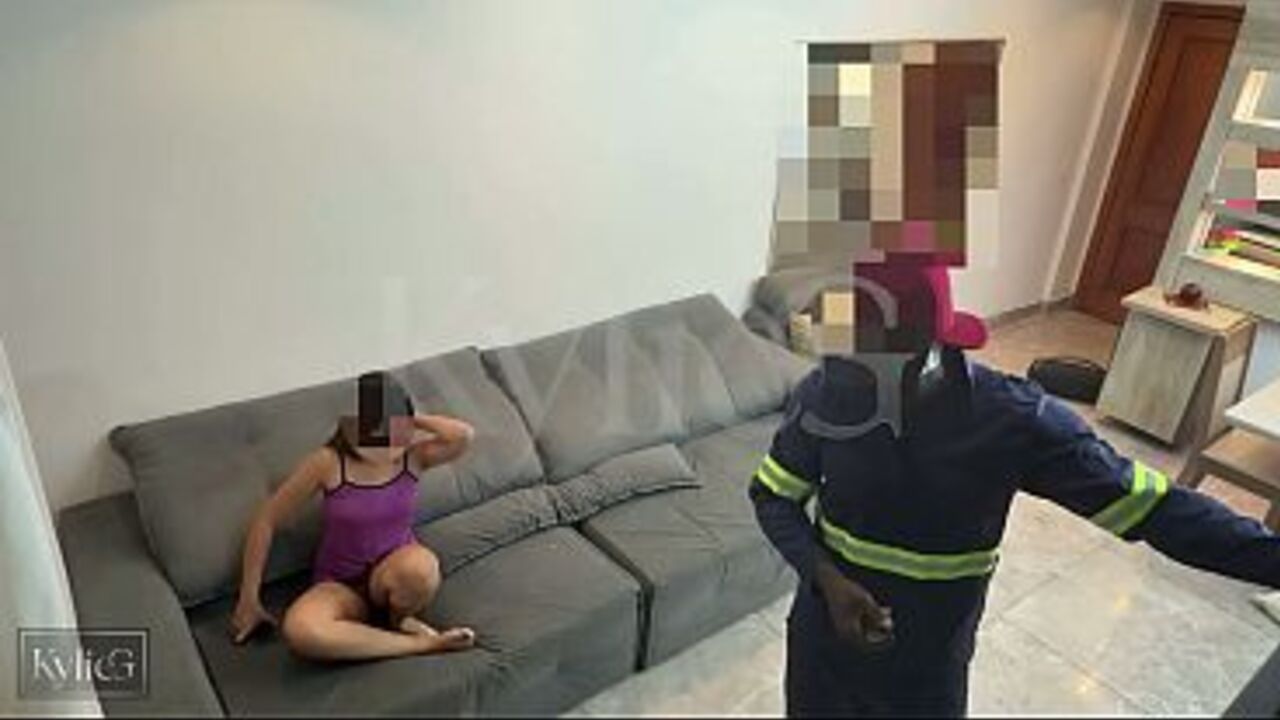 Security camera catches woman cheating on her husband.