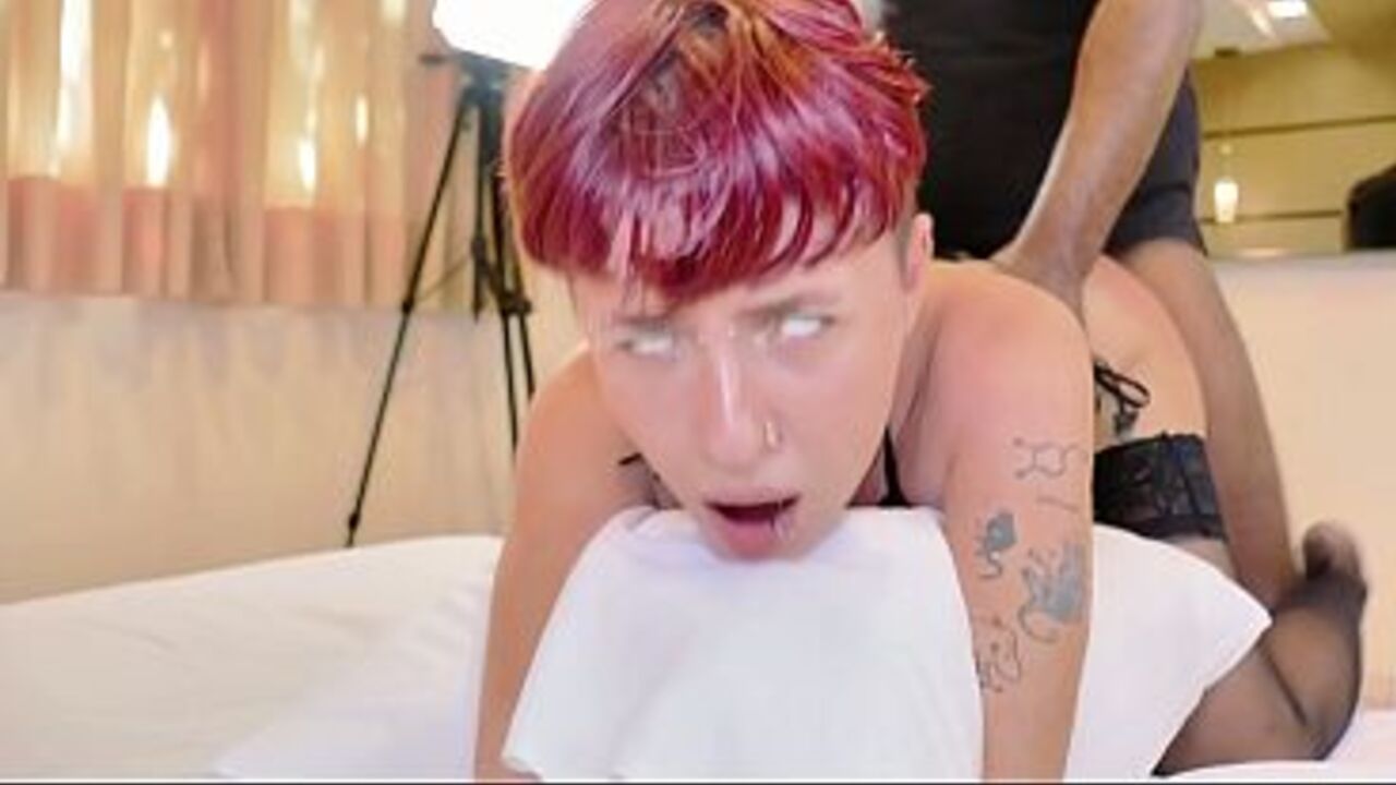 Possessed by lust, beautiful non-binary Brazilian Hlohan is fucked by one huge black penis.