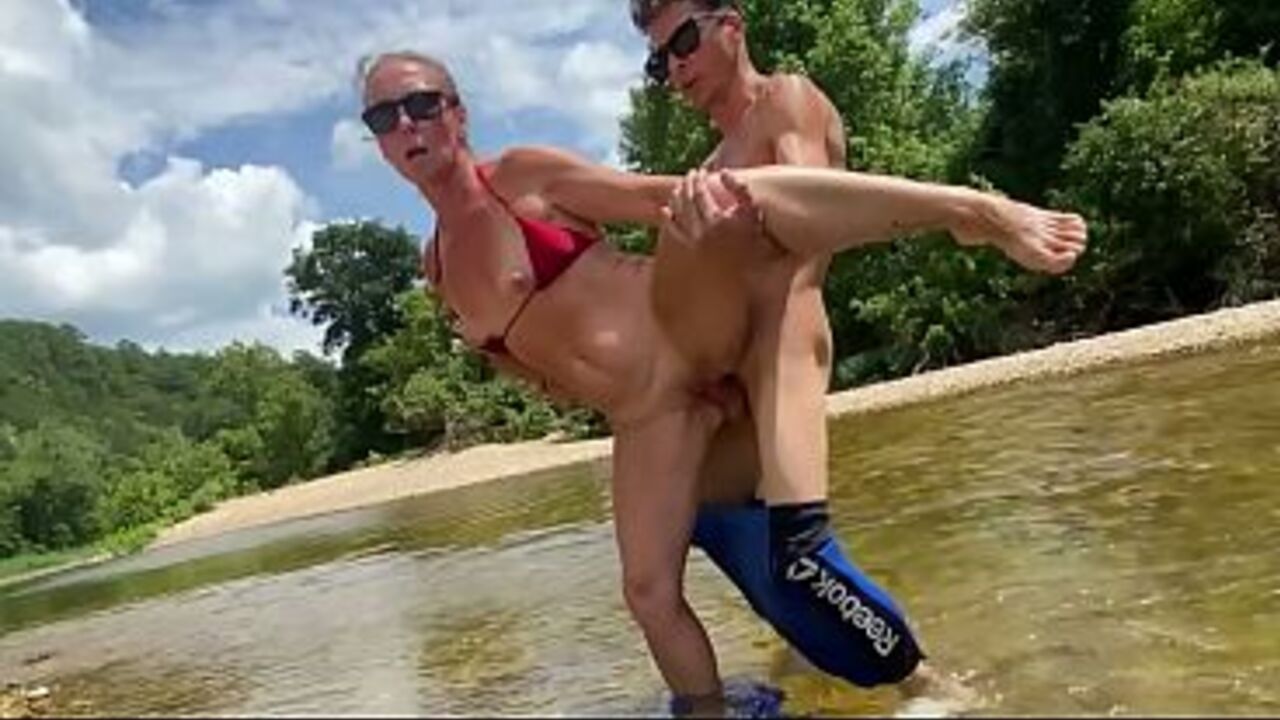 19yo & Cougar impregnated outdoors , Dripping CREAMPIE piss rinse on the river