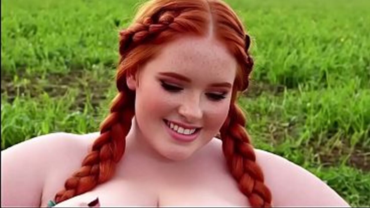 Plump milkmaid. Sex on the farm. Big tits. (AI).