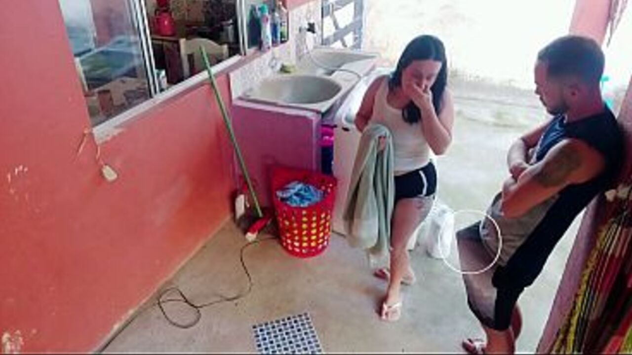 The boss left and the maid couldn't resist my erect penis.