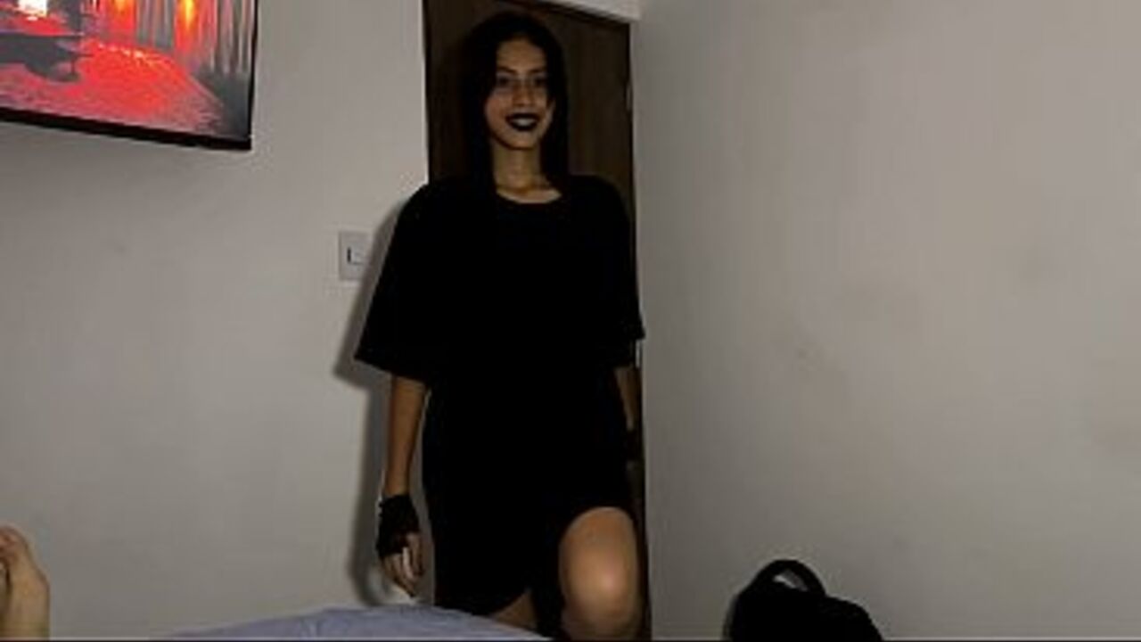 18-Year-Old Goth Big-Butted Mavis Riding a Big Cock Hard Until She Receives a Huge Cumshot in Her Tight Pussy!