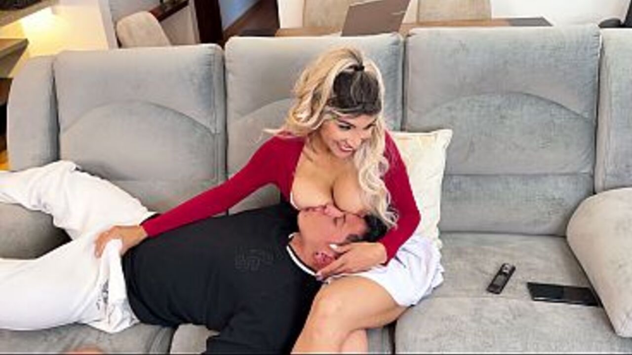 The nanny puts her tits in his face! And he puts his cock inside her pussy