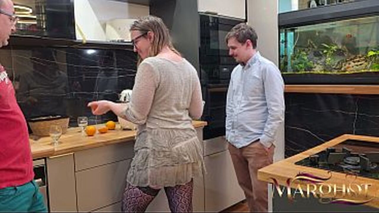 Making Orange Juice Turns Into Rough Double – Husband & Lover Destroy My Ass, Husband Cums Deep Inside While I Squirt Everywhere